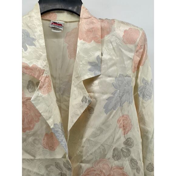 MANHATTAN PLAZA Women's Vintage Beige Floral Single-Button Blazer SZ 10 - Picture 3 of 12